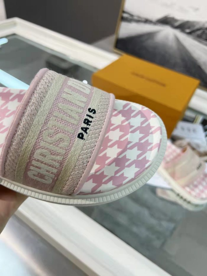 Dior Women Shoes Mule DWAY SLIDE Luxury Brand Womens Sandals Slippers with Original Box