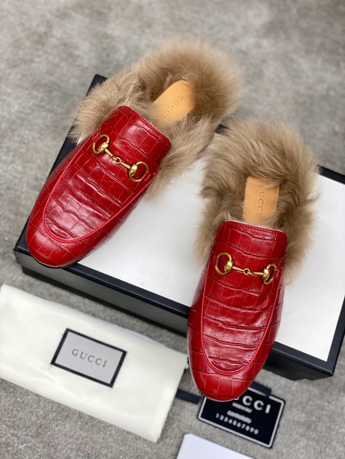 Gucci Womens Shoes Casual Loafers Design Luxury Brand Leather Princetown with Original Box