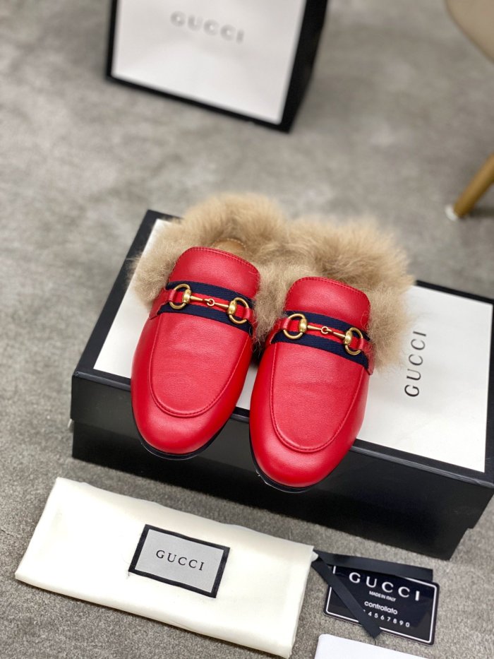 Gucci Womens Shoes Casual Loafers Design Luxury Brand Leather Princetown with Original Box