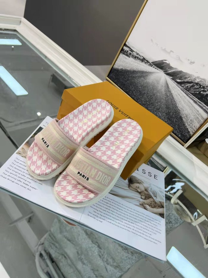 Dior Women Shoes Mule DWAY SLIDE Luxury Brand Womens Sandals Slippers with Original Box