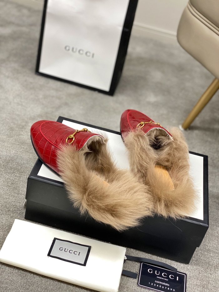 Gucci Womens Shoes Casual Loafers Design Luxury Brand Leather Princetown with Original Box