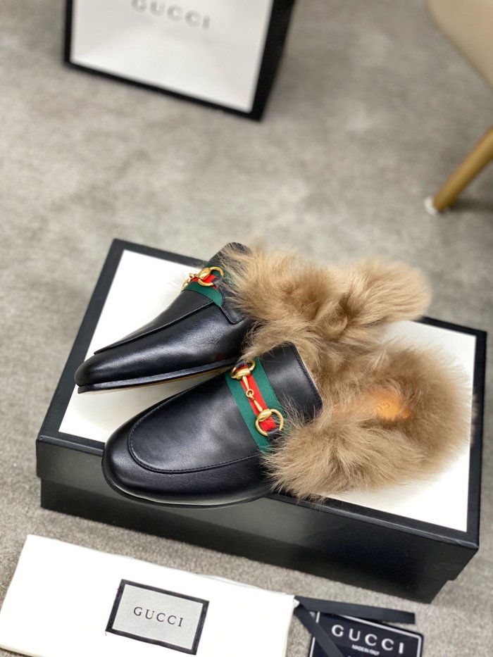 Gucci Womens Shoes Casual Loafers Design Luxury Brand Leather Princetown with Original Box