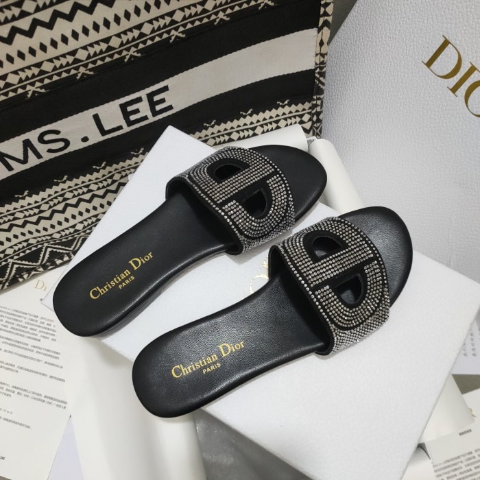 Dior Women Shoes Mule DWAY SLIDE Luxury Brand Womens Sandals Slippers with Original Box