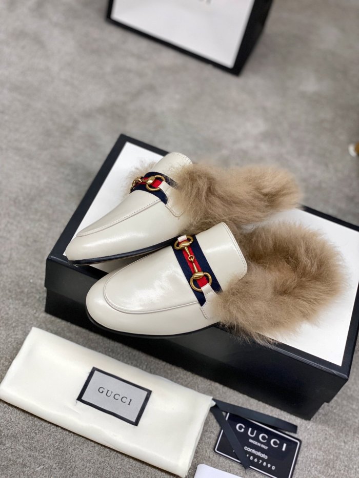 Gucci Womens Shoes Casual Loafers Design Luxury Brand Leather Princetown with Original Box