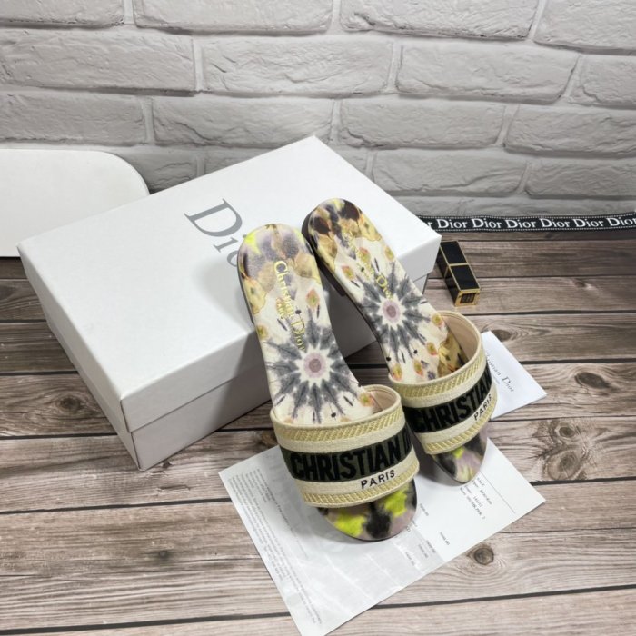 Dior Women Shoes Mule DWAY SLIDE Luxury Brand Womens Sandals Slippers with Original Box