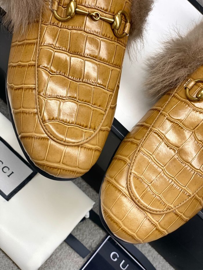Gucci Womens Shoes Casual Loafers Design Luxury Brand Leather Princetown with Original Box