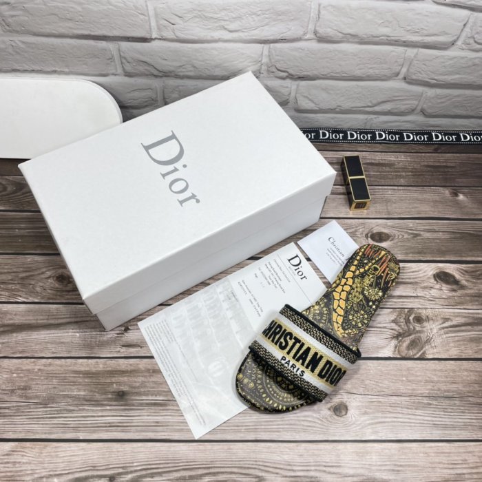 Dior Women Shoes Mule DWAY SLIDE Luxury Brand Womens Sandals Slippers with Original Box