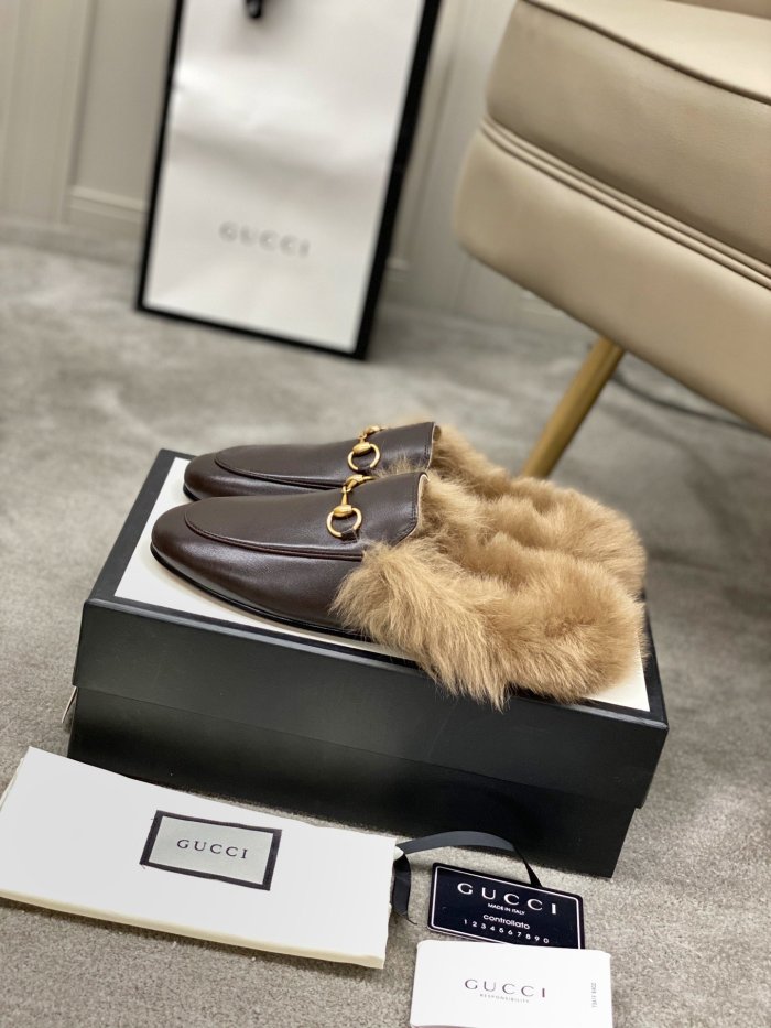 Gucci Womens Shoes Casual Loafers Design Luxury Brand Leather Princetown with Original Box