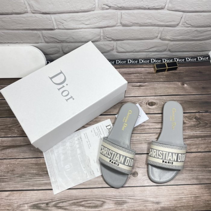 Dior Women Shoes Mule DWAY SLIDE Luxury Brand Womens Sandals Slippers with Original Box