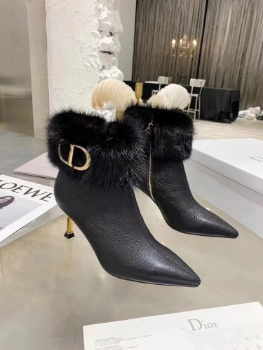 Dior Women Shoes Boots Luxury Brand Design Ankle Boots Length Fashion Type 7cm Heel  with Original Box