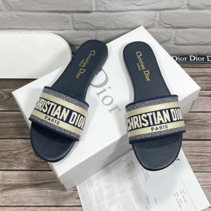 Dior Women Shoes Mule DWAY SLIDE Luxury Brand Womens Sandals Slippers with Original Box