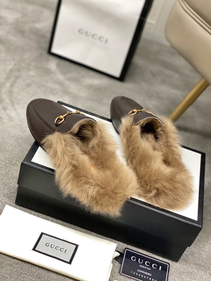 Gucci Womens Shoes Casual Loafers Design Luxury Brand Leather Princetown with Original Box