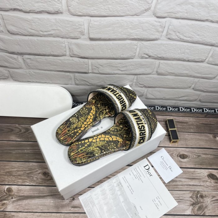 Dior Women Shoes Mule DWAY SLIDE Luxury Brand Womens Sandals Slippers with Original Box