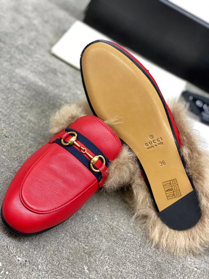 Gucci Womens Shoes Casual Loafers Design Luxury Brand Leather Princetown with Original Box