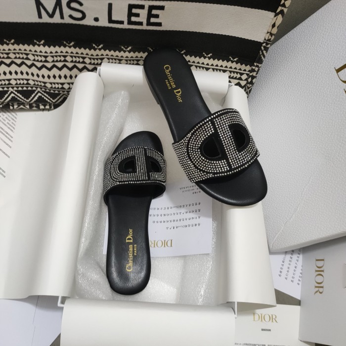 Dior Women Shoes Mule DWAY SLIDE Luxury Brand Womens Sandals Slippers with Original Box