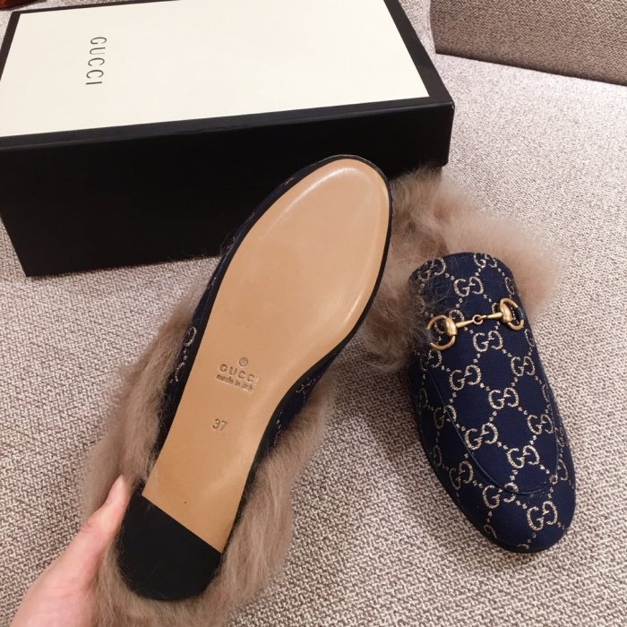 Gucci Womens Shoes Casual Loafers Design Luxury Brand Leather Princetown with Original Box