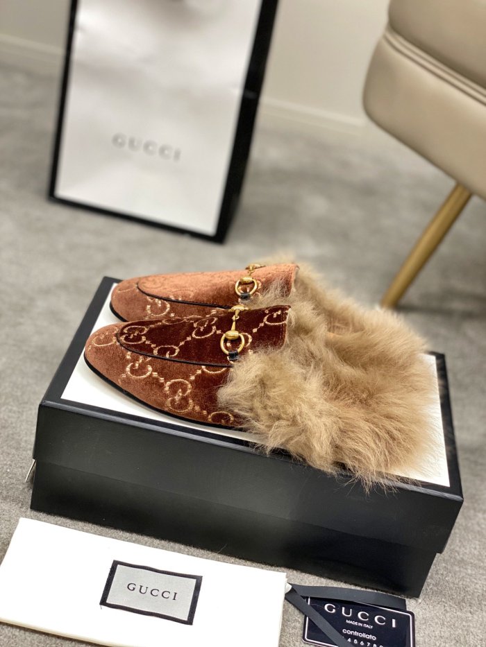 Gucci Womens Shoes Casual Loafers Design Luxury Brand Leather Princetown with Original Box