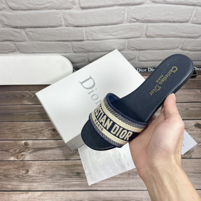 Dior Women Shoes Mule DWAY SLIDE Luxury Brand Womens Sandals Slippers with Original Box