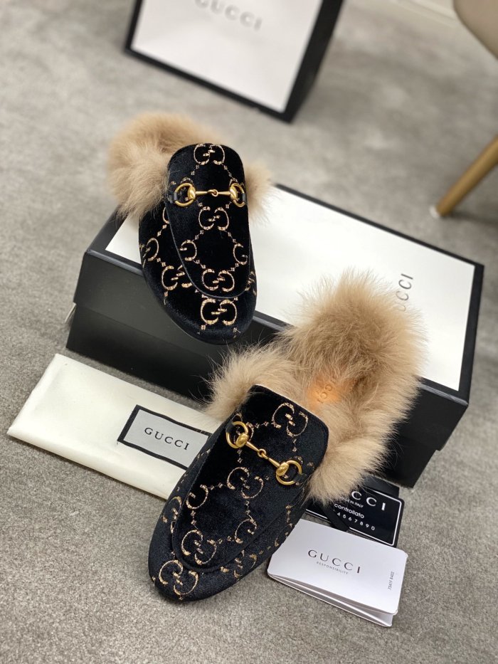 Gucci Womens Shoes Casual Loafers Design Luxury Brand Leather Princetown with Original Box