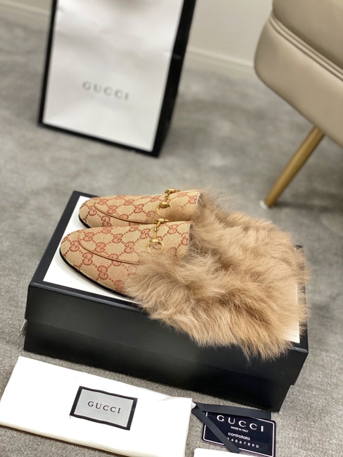 Gucci Womens Shoes Casual Loafers Design Luxury Brand Leather Princetown with Original Box