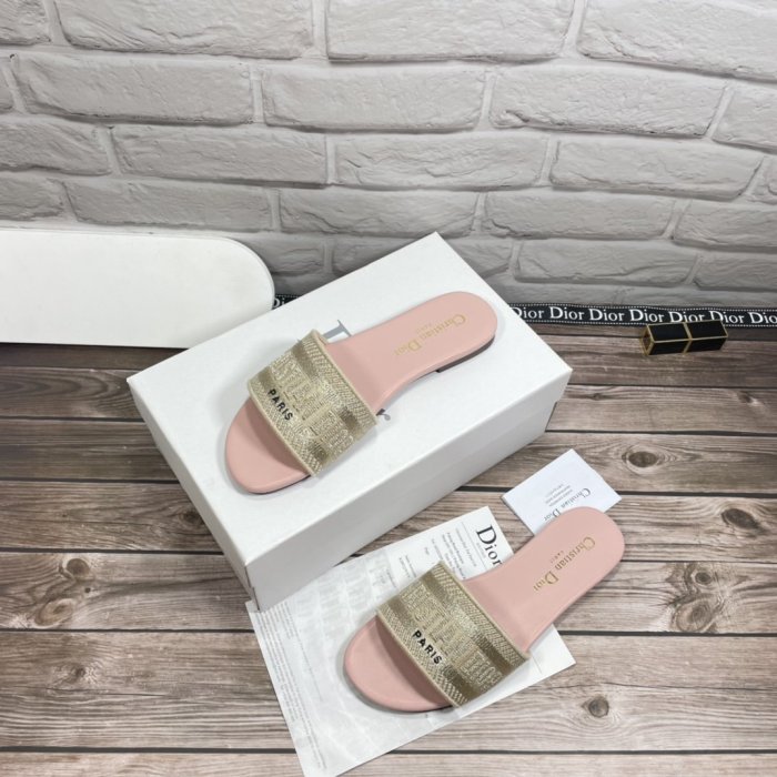 Dior Women Shoes Mule DWAY SLIDE Luxury Brand Womens Sandals Slippers with Original Box