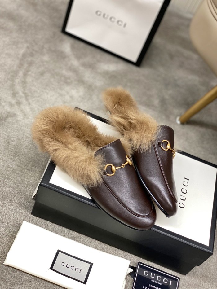 Gucci Womens Shoes Casual Loafers Design Luxury Brand Leather Princetown with Original Box