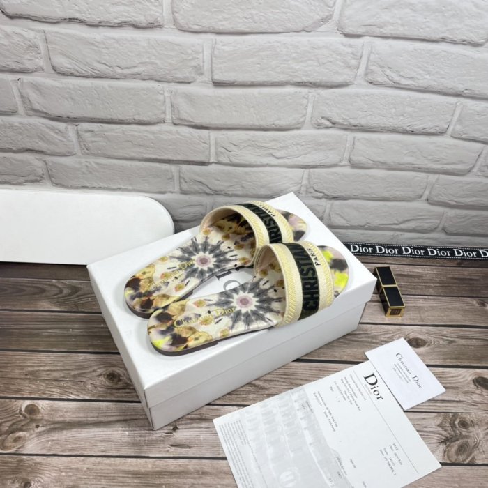 Dior Women Shoes Mule DWAY SLIDE Luxury Brand Womens Sandals Slippers with Original Box