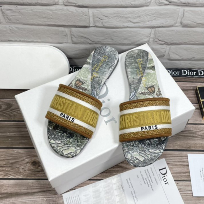 Dior Women Shoes Mule DWAY SLIDE Luxury Brand Womens Sandals Slippers with Original Box