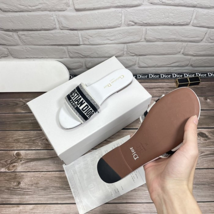 Dior Women Shoes Mule DWAY SLIDE Luxury Brand Womens Sandals Slippers with Original Box