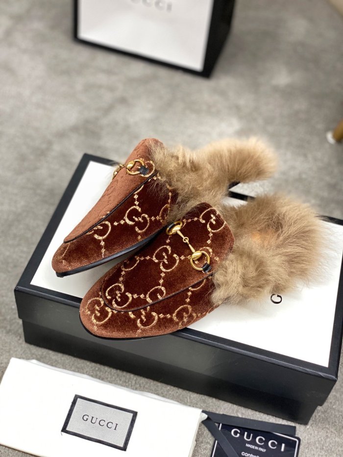 Gucci Womens Shoes Casual Loafers Design Luxury Brand Leather Princetown with Original Box