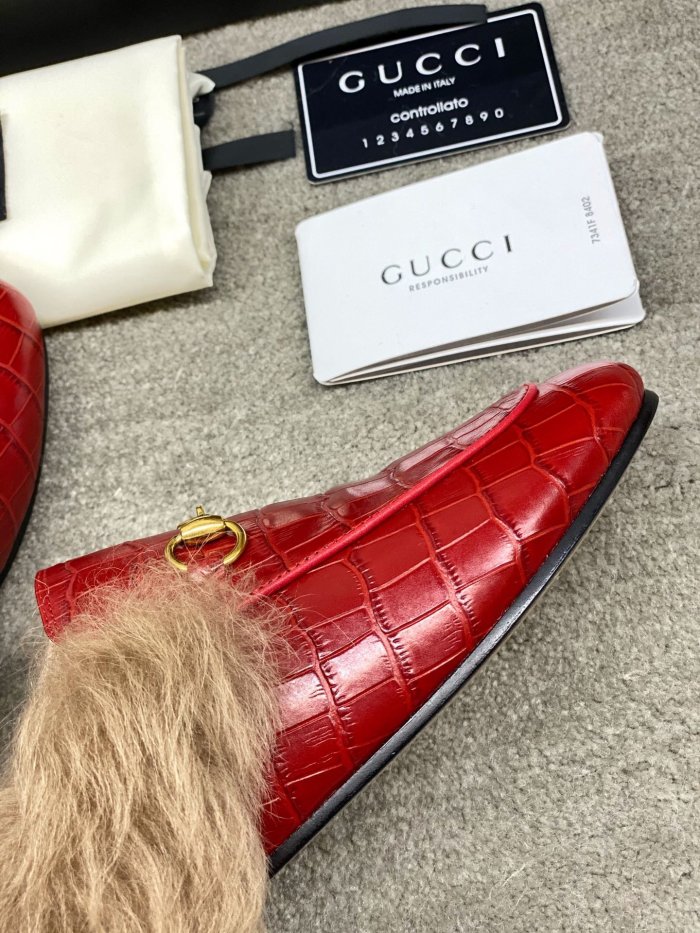 Gucci Womens Shoes Casual Loafers Design Luxury Brand Leather Princetown with Original Box