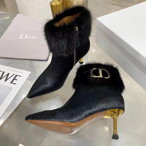 Dior Women Shoes Boots Luxury Brand Design Ankle Boots Length Fashion Type 7cm Heel  with Original Box