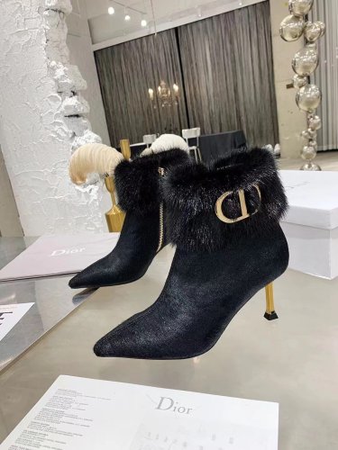 Dior Women Shoes Boots Luxury Brand Design Ankle Boots Length Fashion Type 7cm Heel  with Original Box