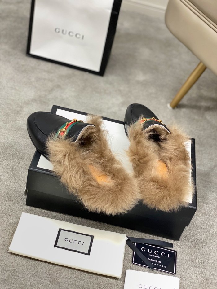 Gucci Womens Shoes Casual Loafers Design Luxury Brand Leather Princetown with Original Box