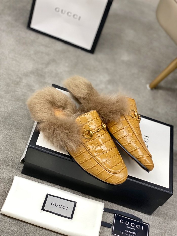 Gucci Womens Shoes Casual Loafers Design Luxury Brand Leather Princetown with Original Box