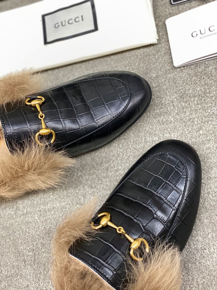 Gucci Womens Shoes Casual Loafers Design Luxury Brand Leather Princetown with Original Box