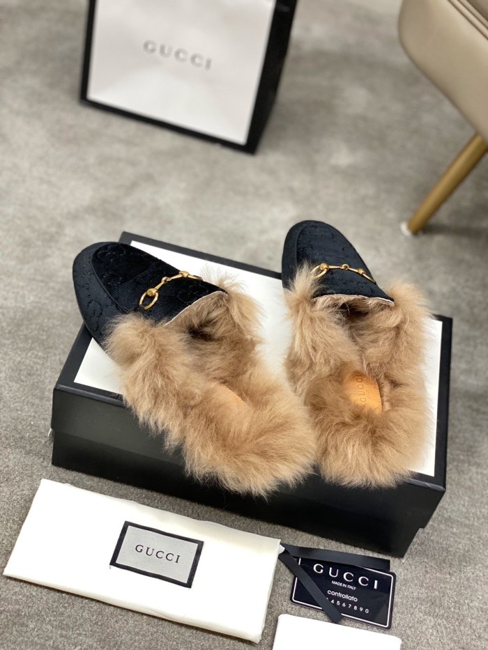 Gucci Womens Shoes Casual Loafers Design Luxury Brand Leather Princetown with Original Box