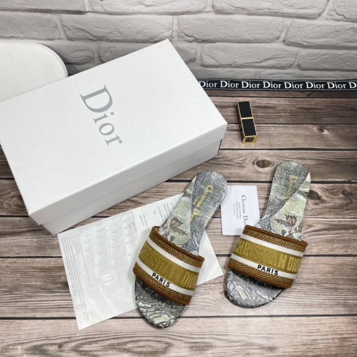 Dior Women Shoes Mule DWAY SLIDE Luxury Brand Womens Sandals Slippers with Original Box