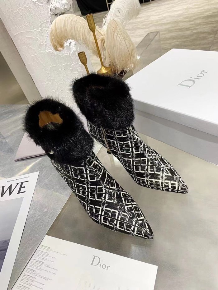 Dior Women Shoes Boots Luxury Brand Design Ankle Boots Length Fashion Type 7cm Heel  with Original Box