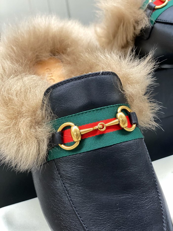Gucci Womens Shoes Casual Loafers Design Luxury Brand Leather Princetown with Original Box