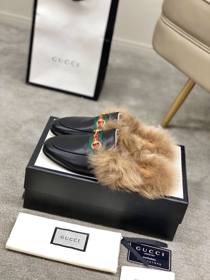 Gucci Womens Shoes Casual Loafers Design Luxury Brand Leather Princetown with Original Box
