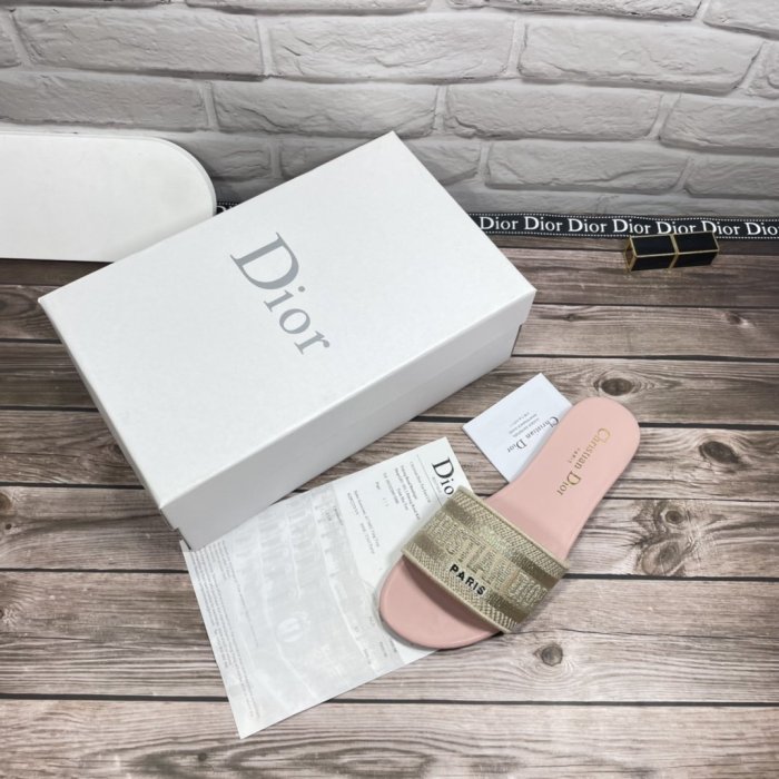 Dior Women Shoes Mule DWAY SLIDE Luxury Brand Womens Sandals Slippers with Original Box