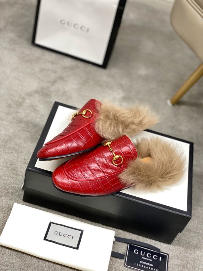 Gucci Womens Shoes Casual Loafers Design Luxury Brand Leather Princetown with Original Box