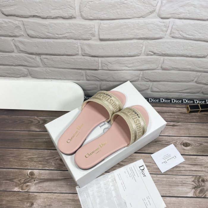 Dior Women Shoes Mule DWAY SLIDE Luxury Brand Womens Sandals Slippers with Original Box