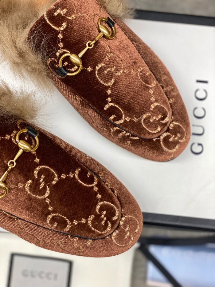 Gucci Womens Shoes Casual Loafers Design Luxury Brand Leather Princetown with Original Box