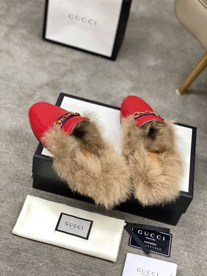 Gucci Womens Shoes Casual Loafers Design Luxury Brand Leather Princetown with Original Box