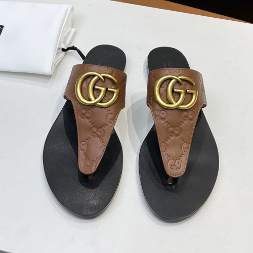 Gucci Womens Shoes Sandals Casual Design Luxury Brand Classic Leather thong sandal with Double G ‎497444 A3N00 1000 with Original Box