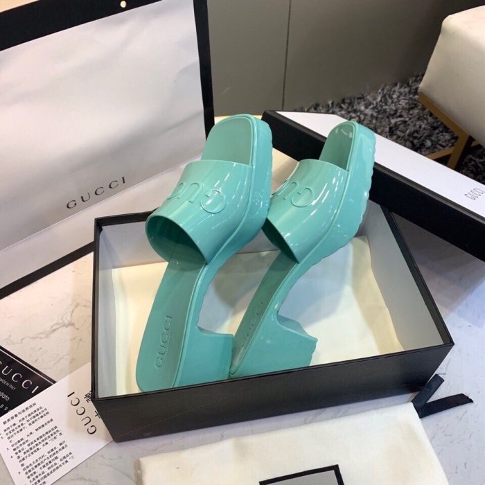 Gucci Womens Shoes Sandals Slides Slippers Luxury Brand Thick Sole 5cm Heel Design Women's GG slide sandal with Original Box