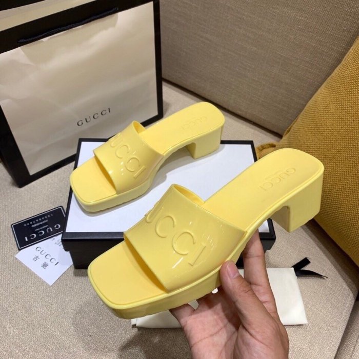 Gucci Womens Shoes Sandals Slides Slippers Luxury Brand Thick Sole 5cm Heel Design Women's GG slide sandal with Original Box