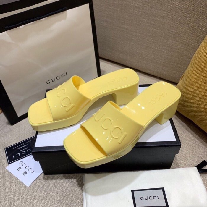 Gucci Womens Shoes Sandals Slides Slippers Luxury Brand Thick Sole 5cm Heel Design Women's GG slide sandal with Original Box
